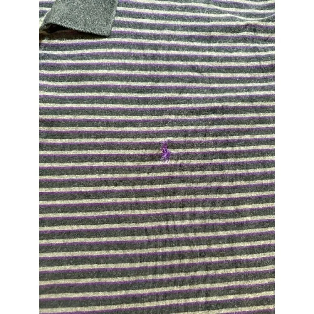 Vintage Ralph Lauren Polo Shirt Adult 2XL Purple Striped Long Sleeve Button Mens